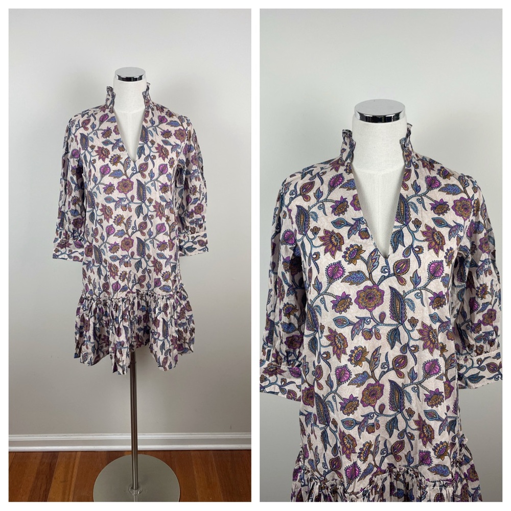 Elizabeth James The Label Tan Pink Blue Floral Paisley Dress New Women XS